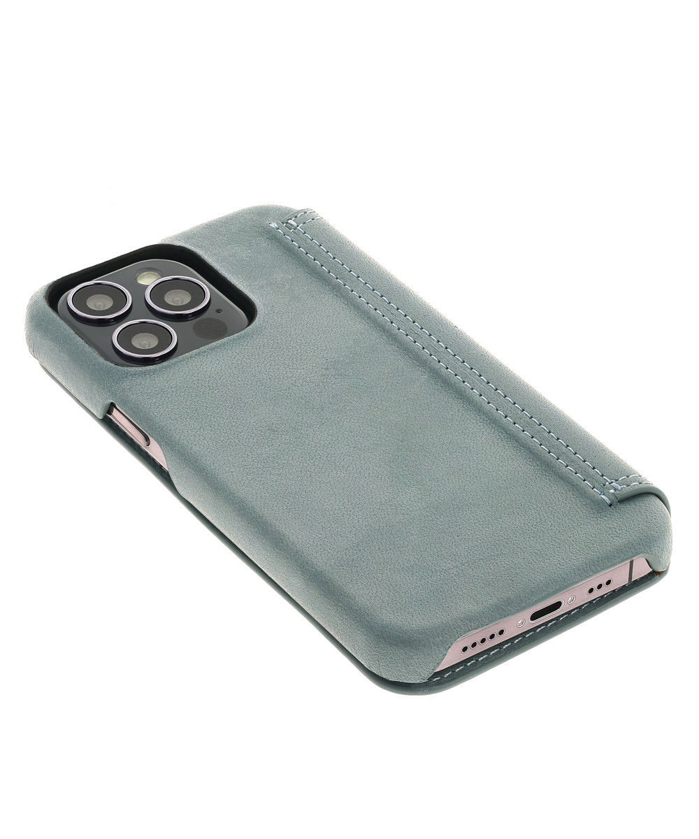 Minim Apple iPhone 14 Pro Hoesje Wallet Book Case Echt Leer Blauw afbeelding 8