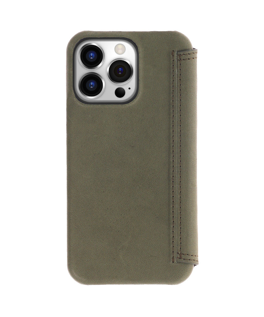 Minim Apple iPhone 14 Pro Hoesje Wallet Book Case Echt Leer Groen afbeelding 2