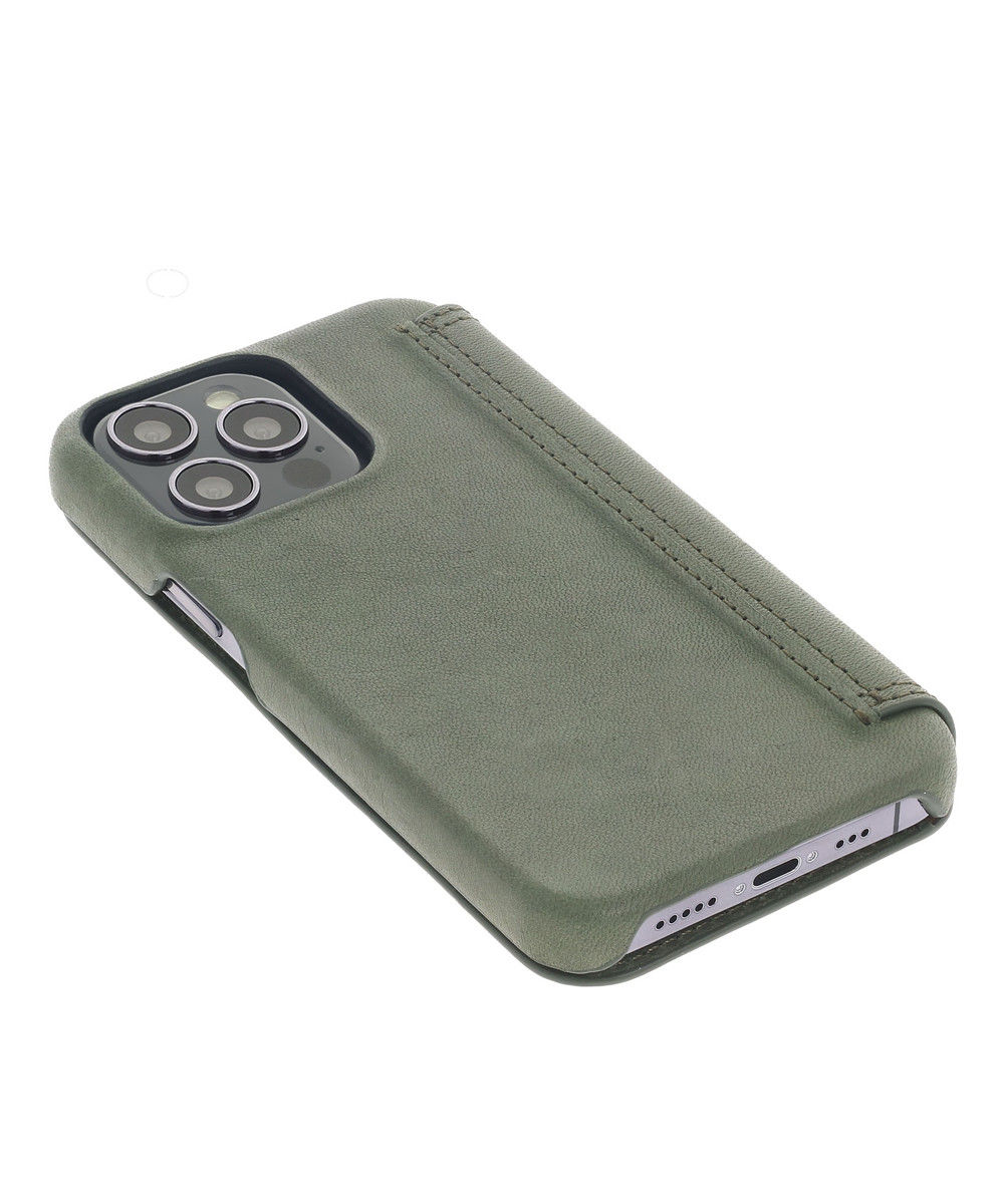 Minim Apple iPhone 14 Pro Hoesje Wallet Book Case Echt Leer Groen afbeelding 7