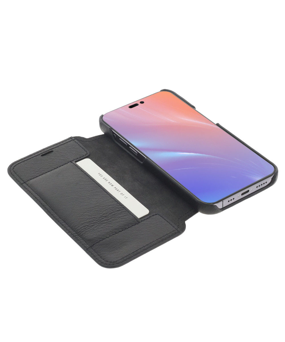 Minim Apple iPhone 14 Plus Hoesje Wallet Book Case Echt Leer Zwart afbeelding 1