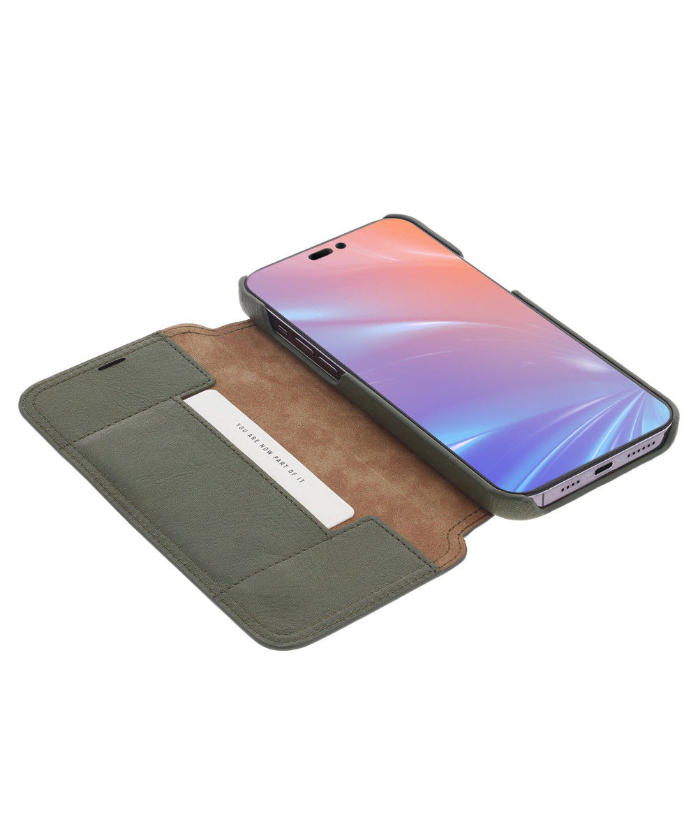 Minim Apple iPhone 14 Plus Hoesje Wallet Book Case Echt Leer Groen afbeelding 1