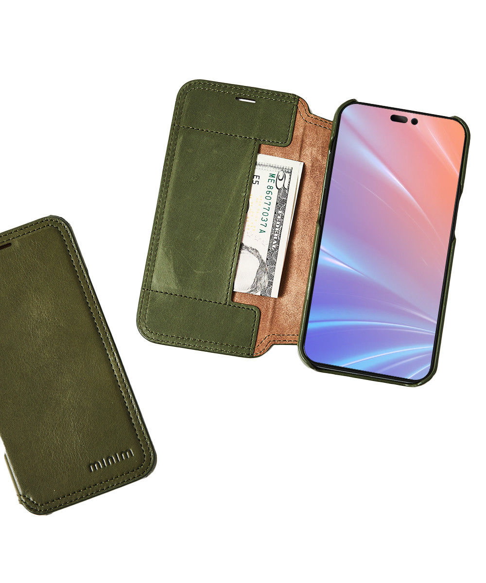 Minim Apple iPhone 14 Plus Hoesje Wallet Book Case Echt Leer Groen afbeelding 8