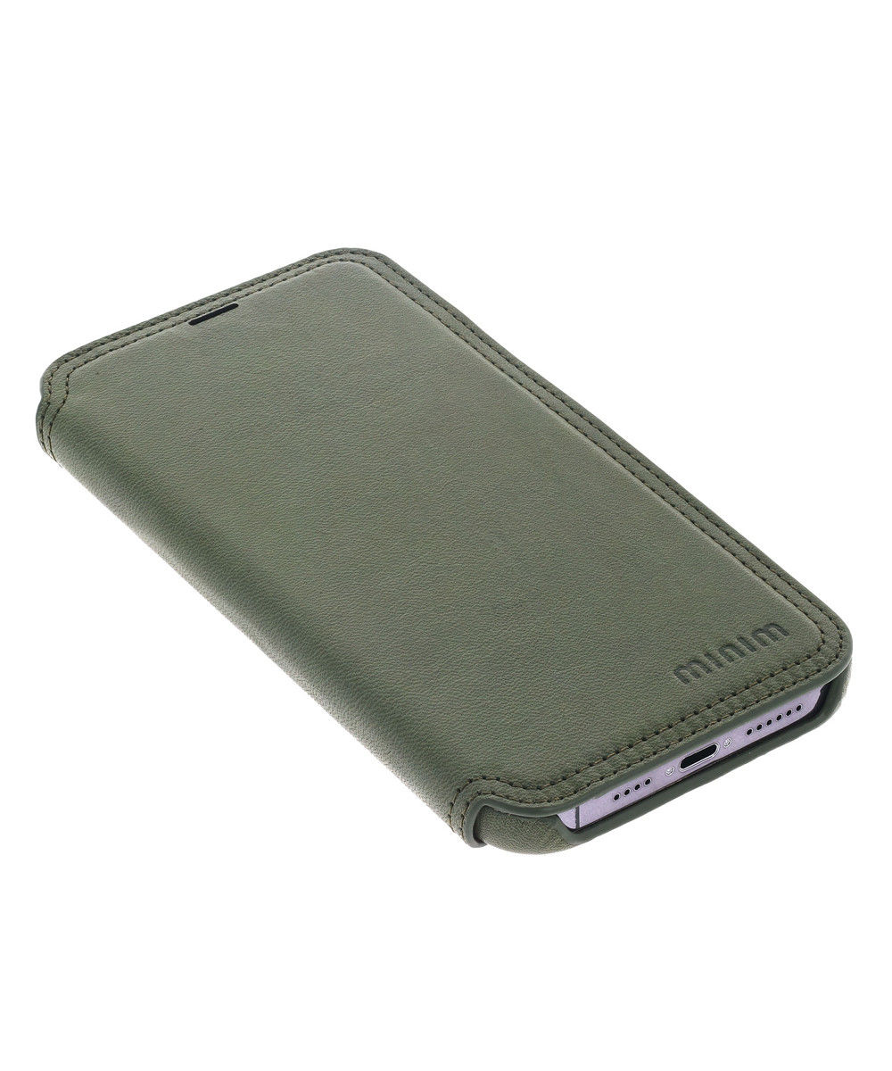 Minim Apple iPhone 14 Plus Hoesje Wallet Book Case Echt Leer Groen afbeelding 5