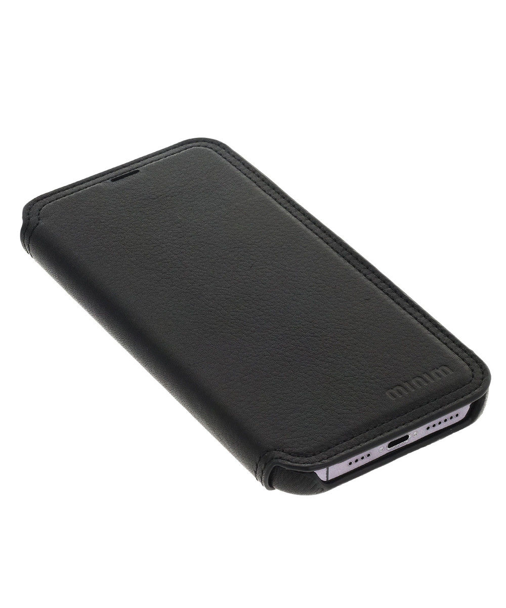 Minim Apple iPhone 14 Pro Max Hoesje Wallet Book Case Echt Leer Zwart afbeelding 9