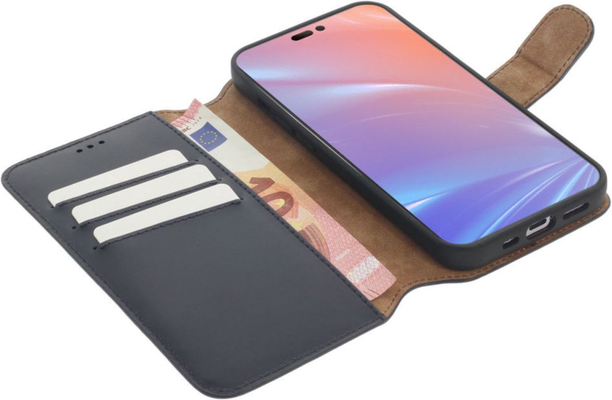 Minim 2-in-1 Apple iPhone 14 Hoesje Book Case en Back Cover Blauw afbeelding 1