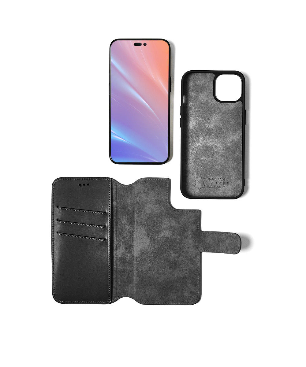 Minim 2-in-1 iPhone 14 Pro Max Hoesje Book Case en Back Cover Zwart afbeelding 11
