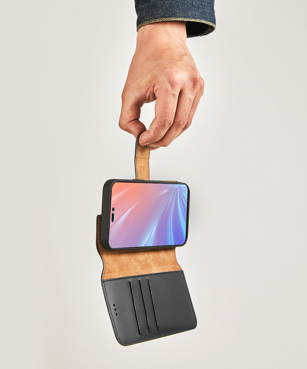 Minim 2-in-1 iPhone 14 Pro Max Hoesje Book Case en Back Cover Zwart afbeelding 3