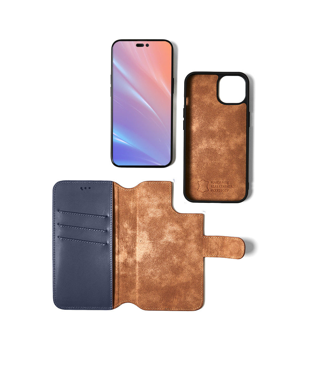 Minim 2-in-1 iPhone 14 Pro Max Hoesje Book Case en Back Cover Blauw afbeelding 11