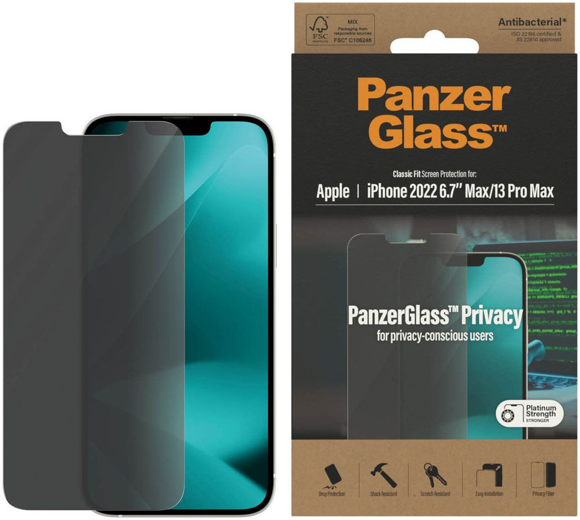 PanzerGlass iPhone 14 Plus Screen Protector Privacy Tempered Glass afbeelding 1