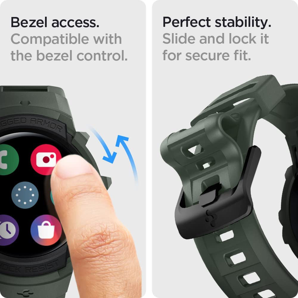 Spigen Rugged Armor Pro Galaxy Watch 5 / 4 44M Hoesje en Bandje Groen afbeelding 4