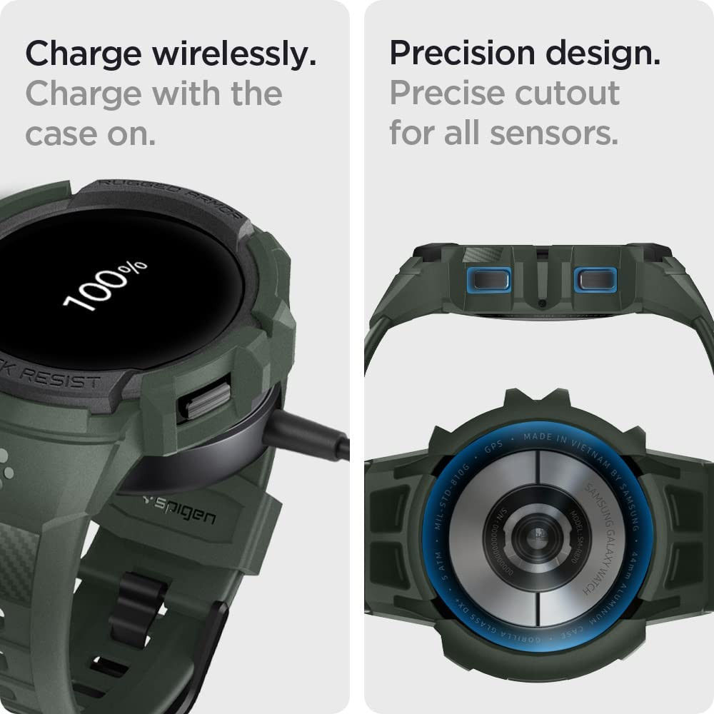 Spigen Rugged Armor Pro Galaxy Watch 5 / 4 44M Hoesje en Bandje Groen afbeelding 5