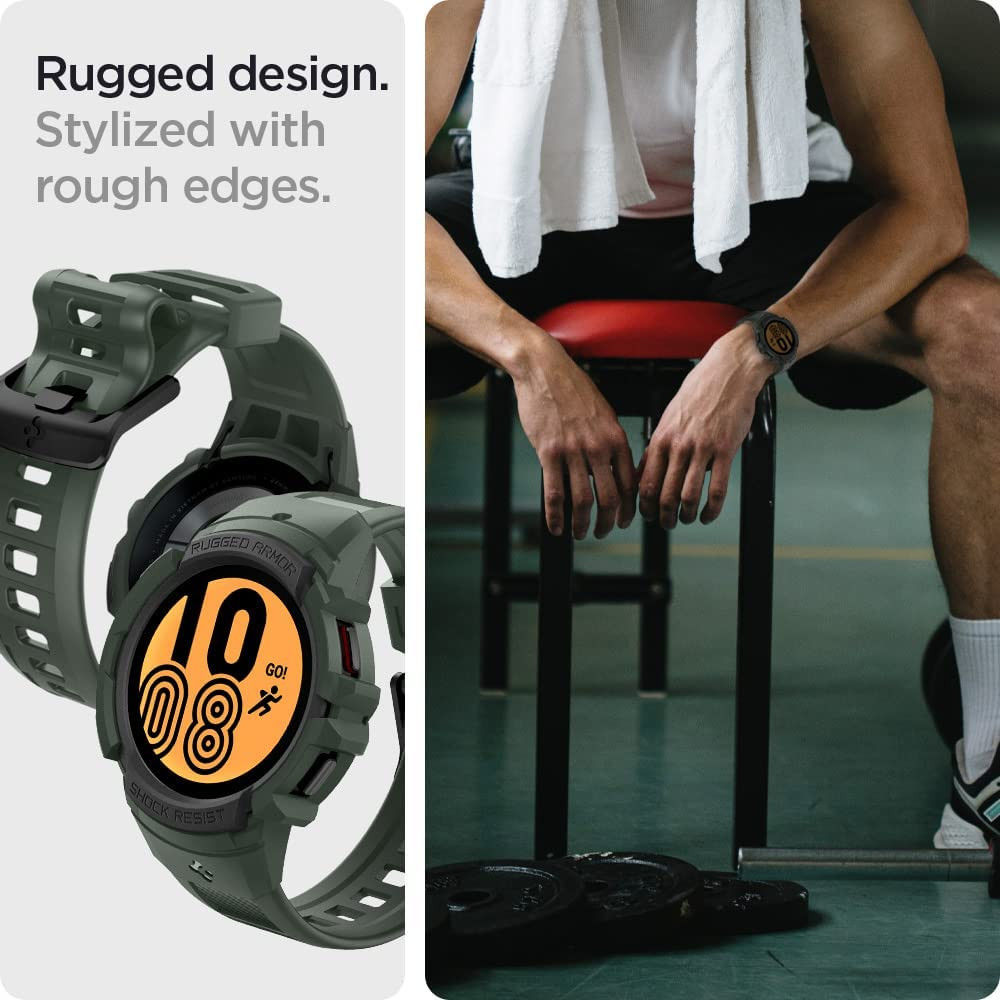 Spigen Rugged Armor Pro Galaxy Watch 5 / 4 44M Hoesje en Bandje Groen afbeelding 6