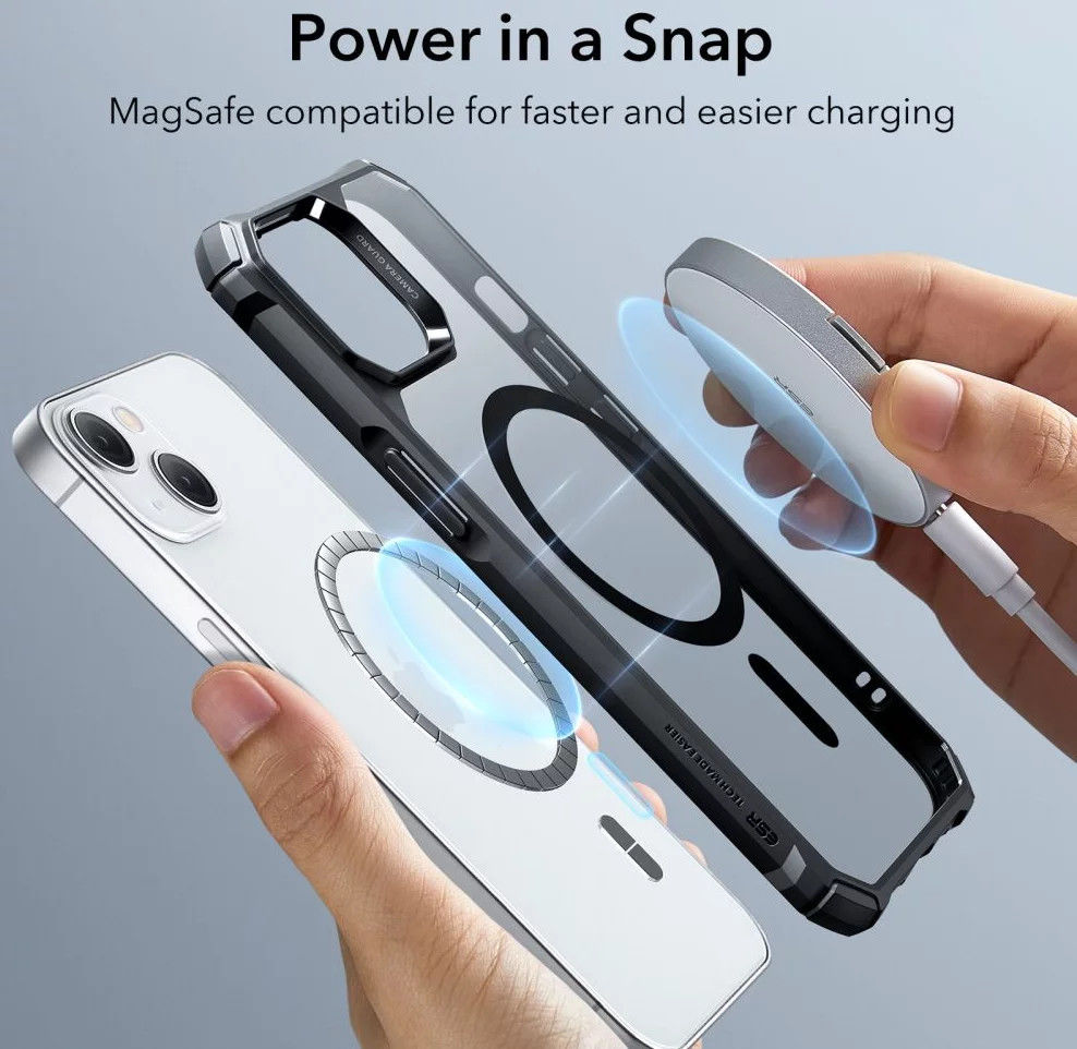 ESR Air Armor HaloLock Apple iPhone 14 Hoesje MagSafe Clear Zwart afbeelding 2