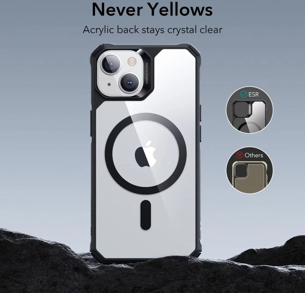 ESR Air Armor HaloLock Apple iPhone 14 Hoesje MagSafe Clear Zwart afbeelding 6