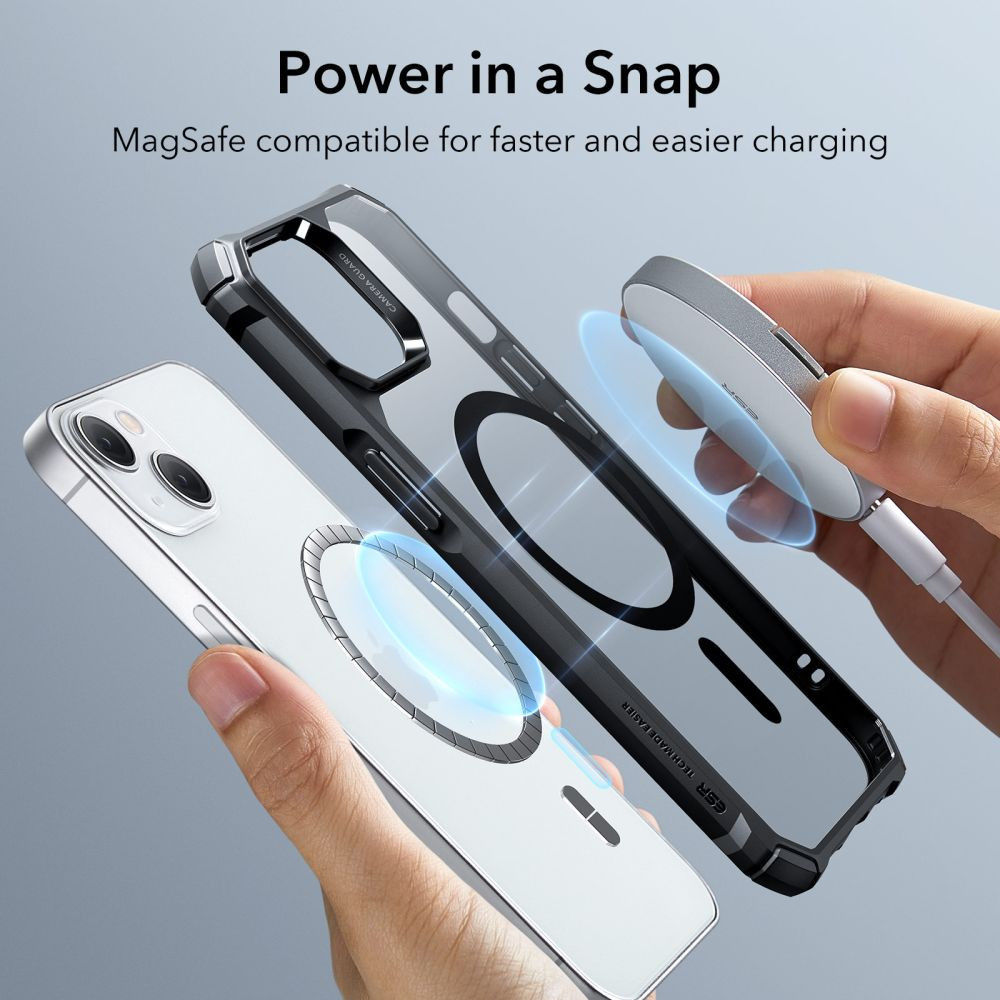 ESR Air Armor HaloLock iPhone 14 Plus Hoesje MagSafe Transparant Zwart afbeelding 2