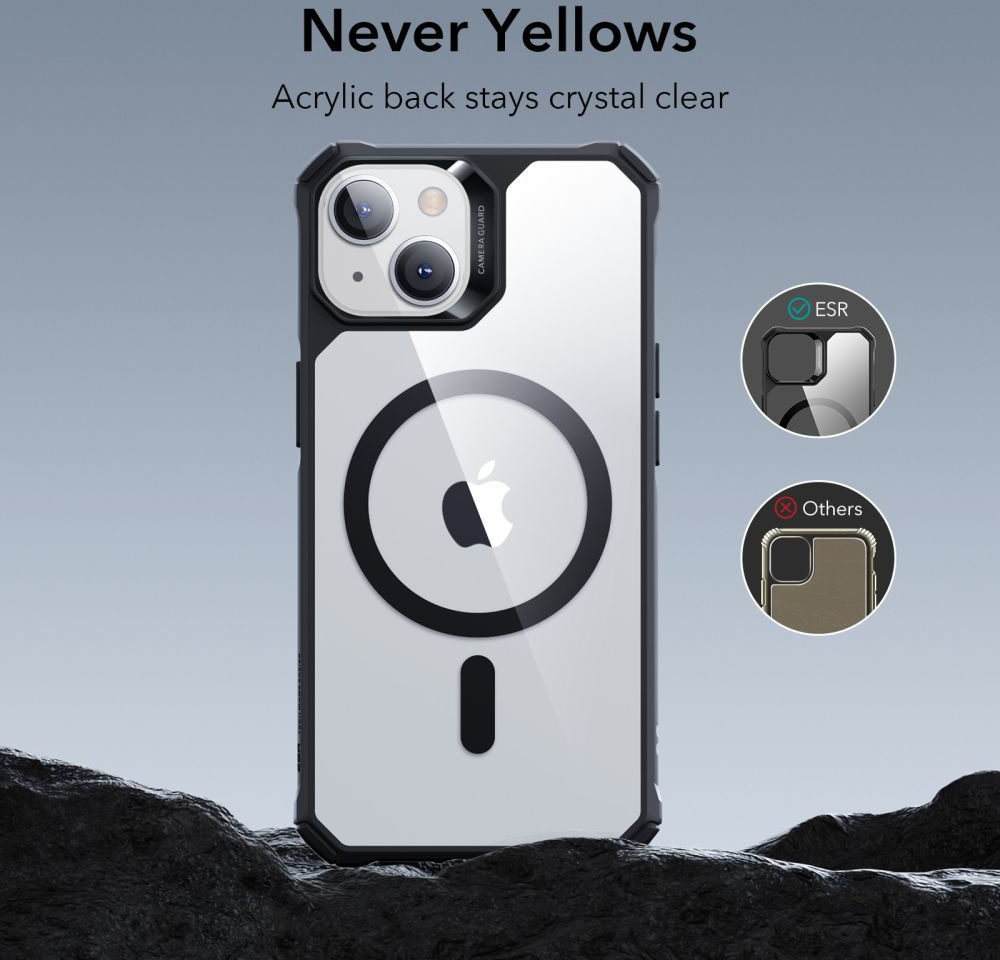 ESR Air Armor HaloLock iPhone 14 Plus Hoesje MagSafe Transparant Zwart afbeelding 6