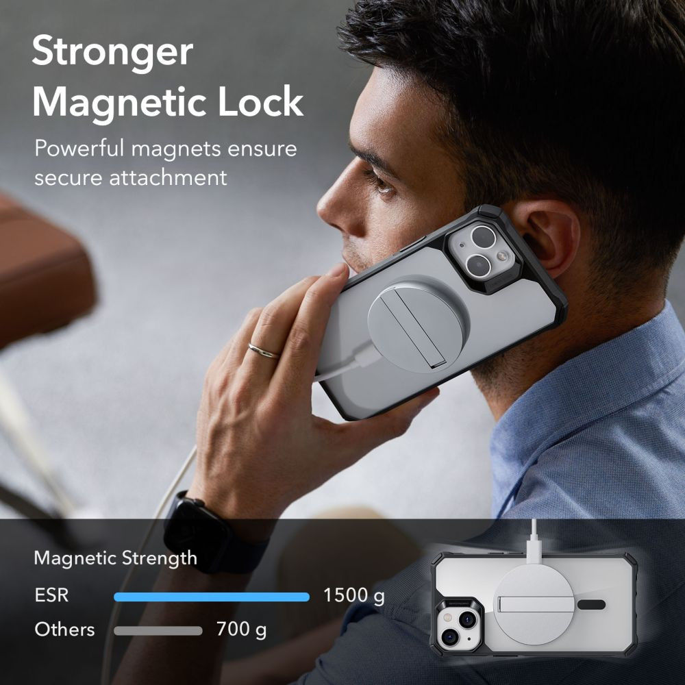ESR Air Armor HaloLock iPhone 14 Plus Hoesje MagSafe Transparant Zwart afbeelding 7
