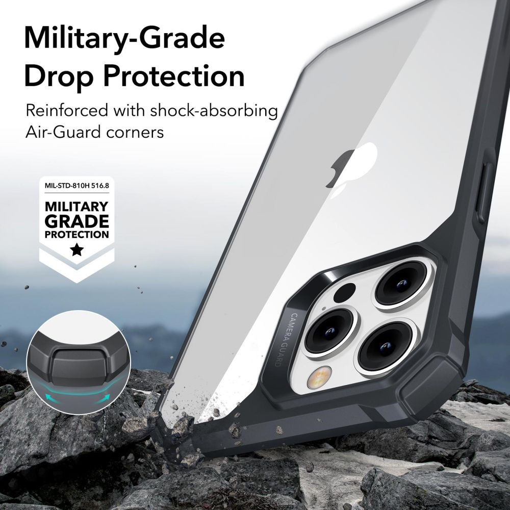 ESR Air Armor iPhone 14 Pro Max Hoesje Back Cover Transparant Zwart afbeelding 2