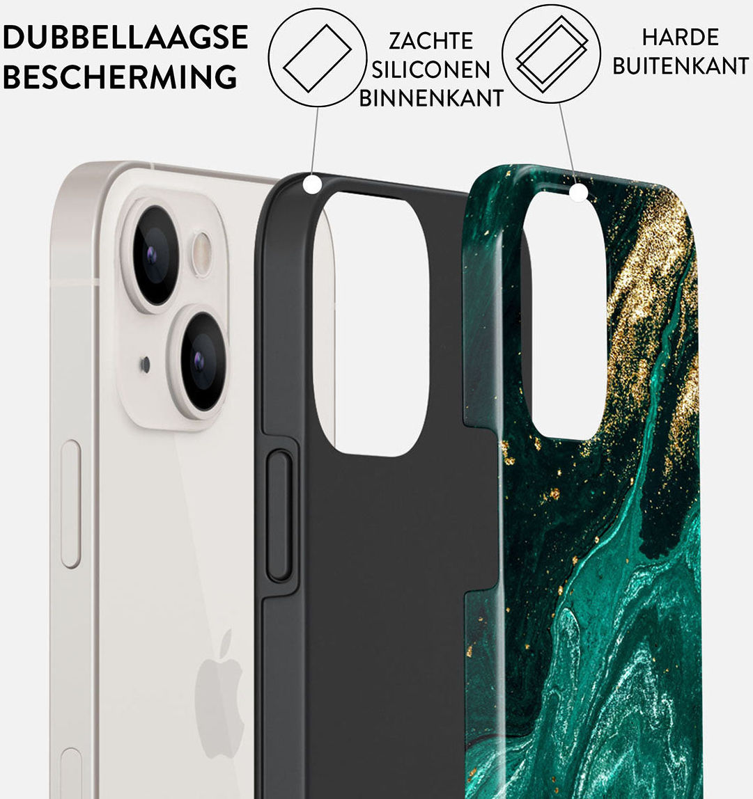 Burga Tough Case Apple iPhone 14 Hoesje Emerald Pool Print afbeelding 2