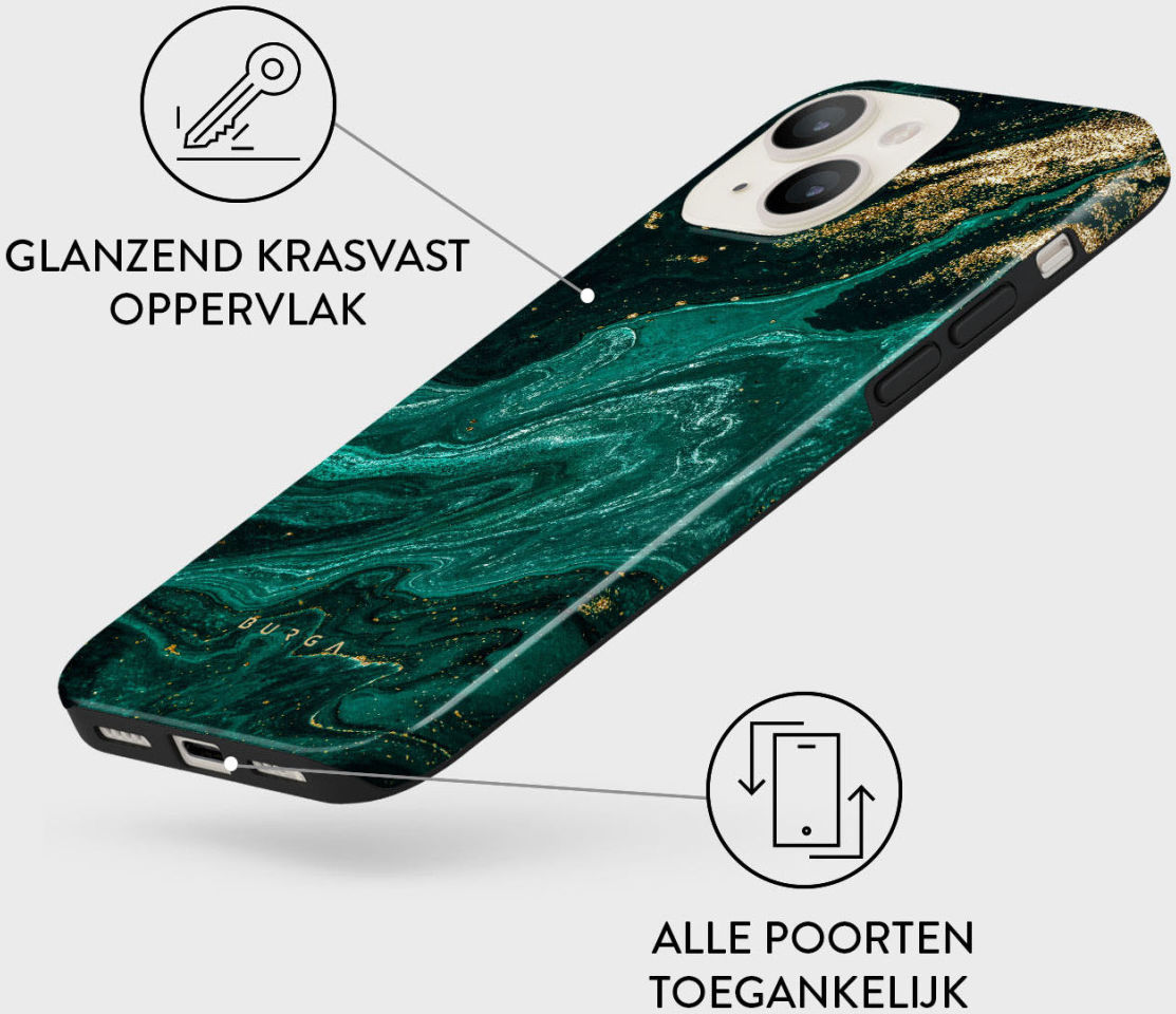 Burga Tough Case Apple iPhone 14 Hoesje Emerald Pool Print afbeelding 4