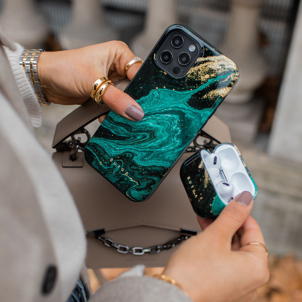 Burga Tough Case Apple iPhone 14 Hoesje Emerald Pool Print afbeelding 7