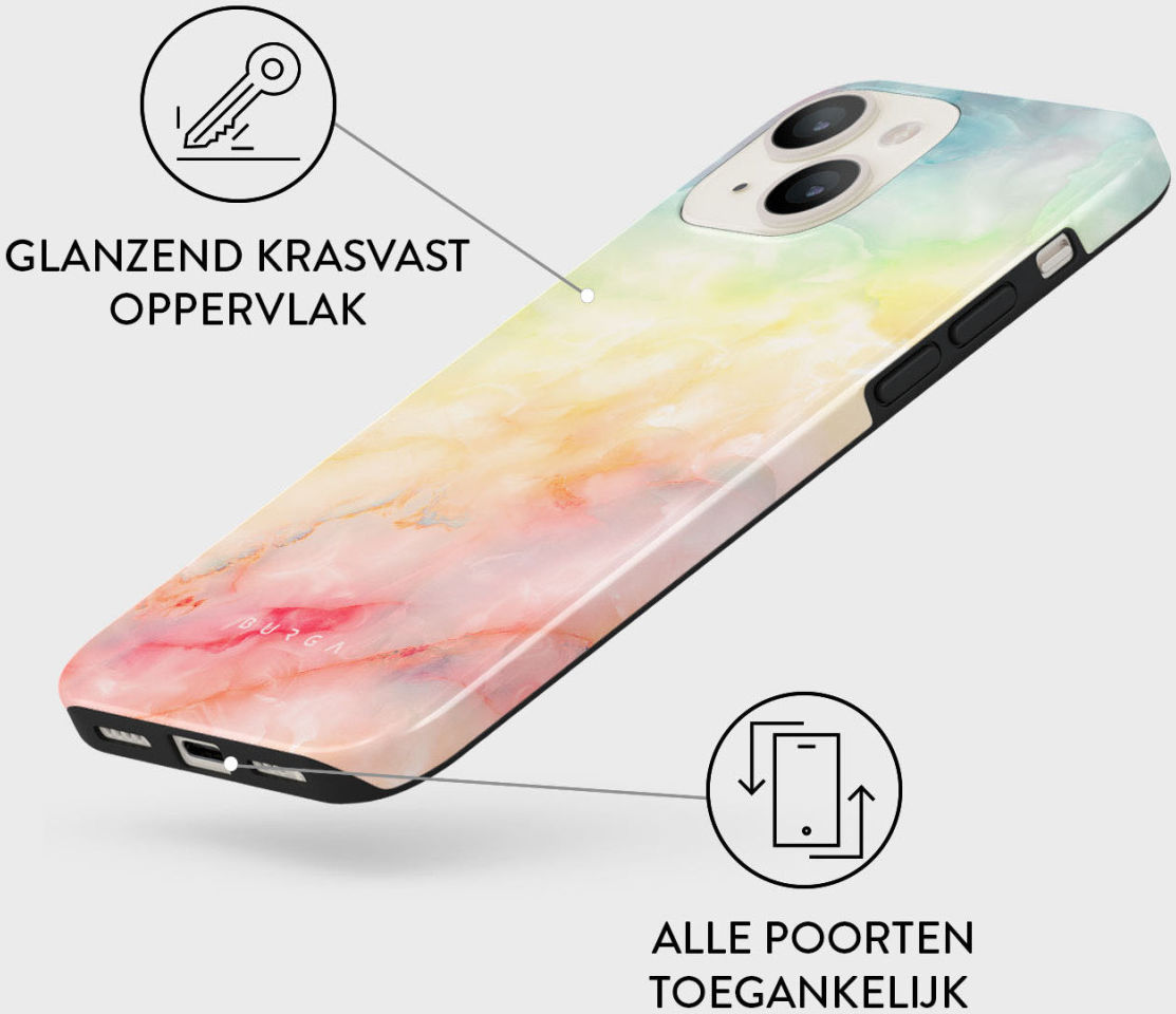 Burga Tough Case Apple iPhone 14 Hoesje New Flame Rainbow Print afbeelding 5