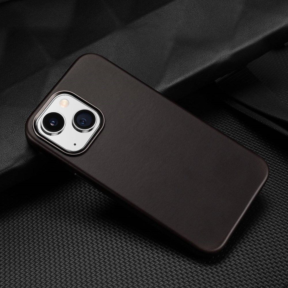Dux Ducis Naples Apple iPhone 14 Hoesje MagSafe Echt Leer Coffee afbeelding 3