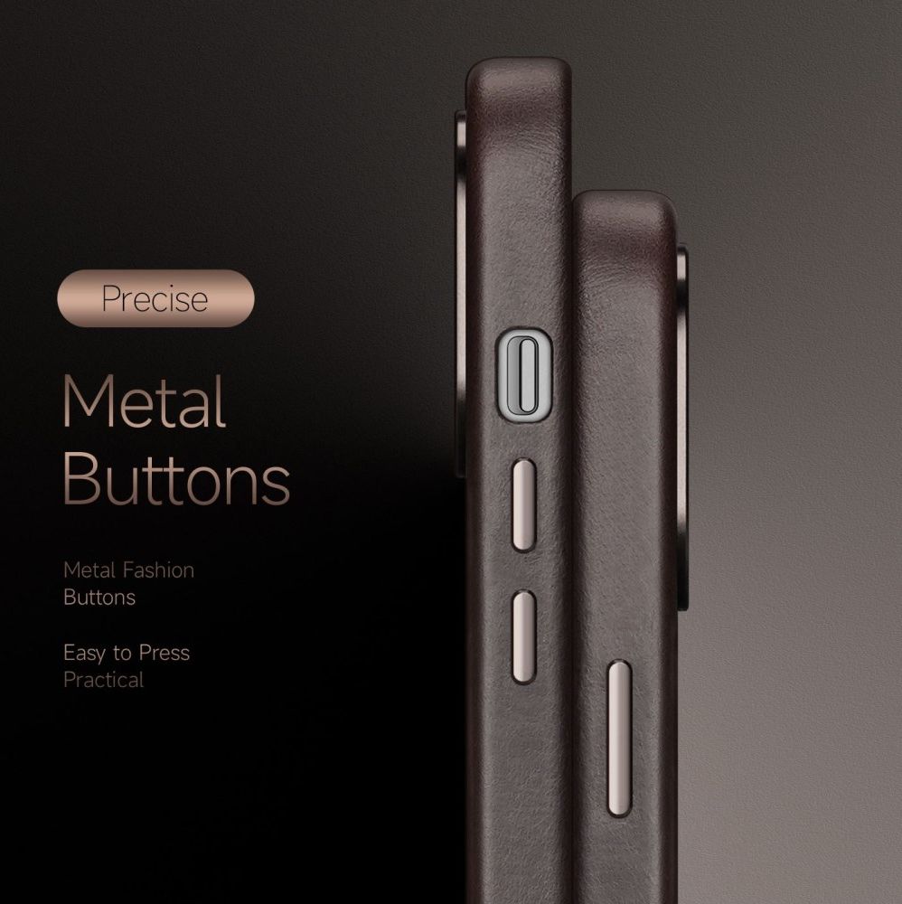 Dux Ducis Naples Apple iPhone 14 Hoesje MagSafe Echt Leer Coffee afbeelding 7