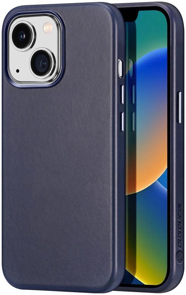 Dux Ducis Naples Apple iPhone 14 Hoesje MagSafe Echt Leer Blauw afbeelding 1