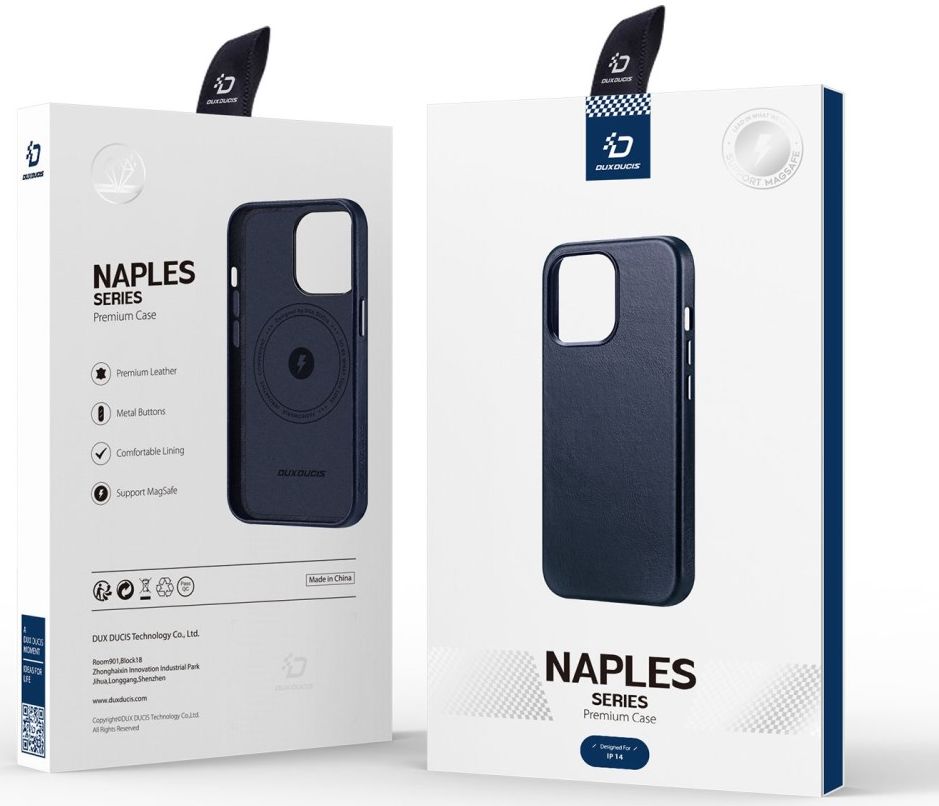 Dux Ducis Naples Apple iPhone 14 Hoesje MagSafe Echt Leer Blauw afbeelding 10