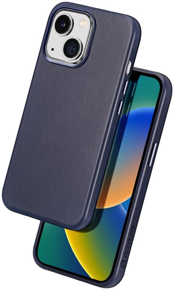 Dux Ducis Naples Apple iPhone 14 Hoesje MagSafe Echt Leer Blauw afbeelding 2