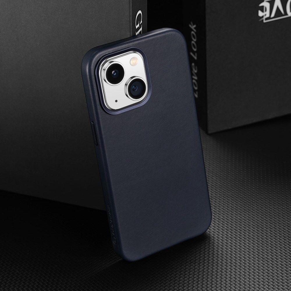 Dux Ducis Naples Apple iPhone 14 Hoesje MagSafe Echt Leer Blauw afbeelding 3