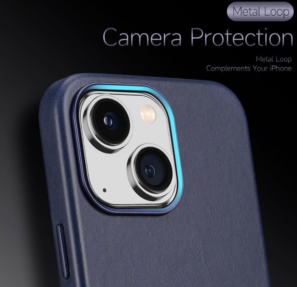 Dux Ducis Naples Apple iPhone 14 Hoesje MagSafe Echt Leer Blauw afbeelding 6