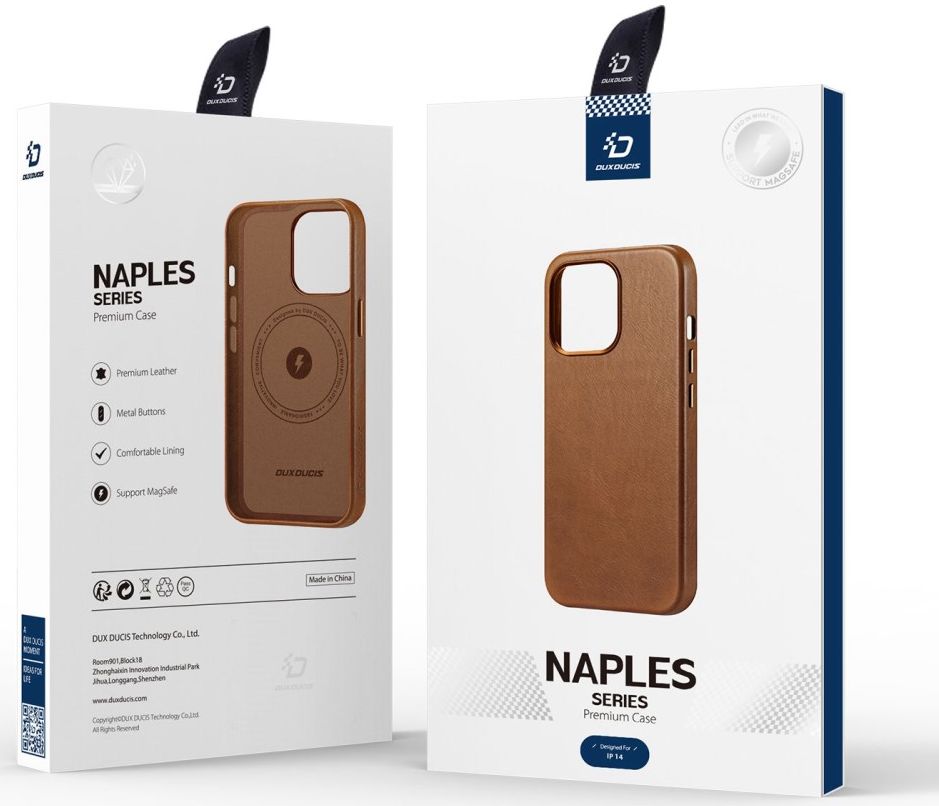 Dux Ducis Naples Apple iPhone 14 Hoesje MagSafe Echt Leer Bruin afbeelding 10