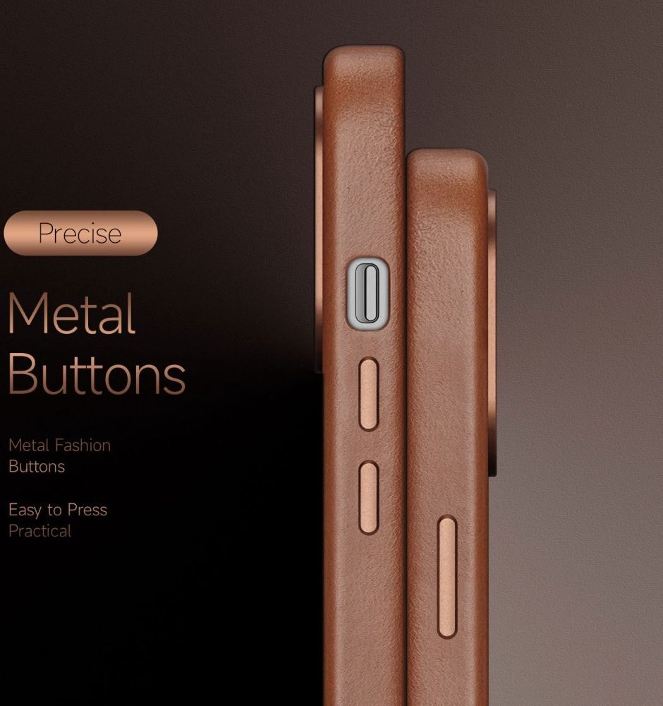 Dux Ducis Naples Apple iPhone 14 Hoesje MagSafe Echt Leer Bruin afbeelding 8