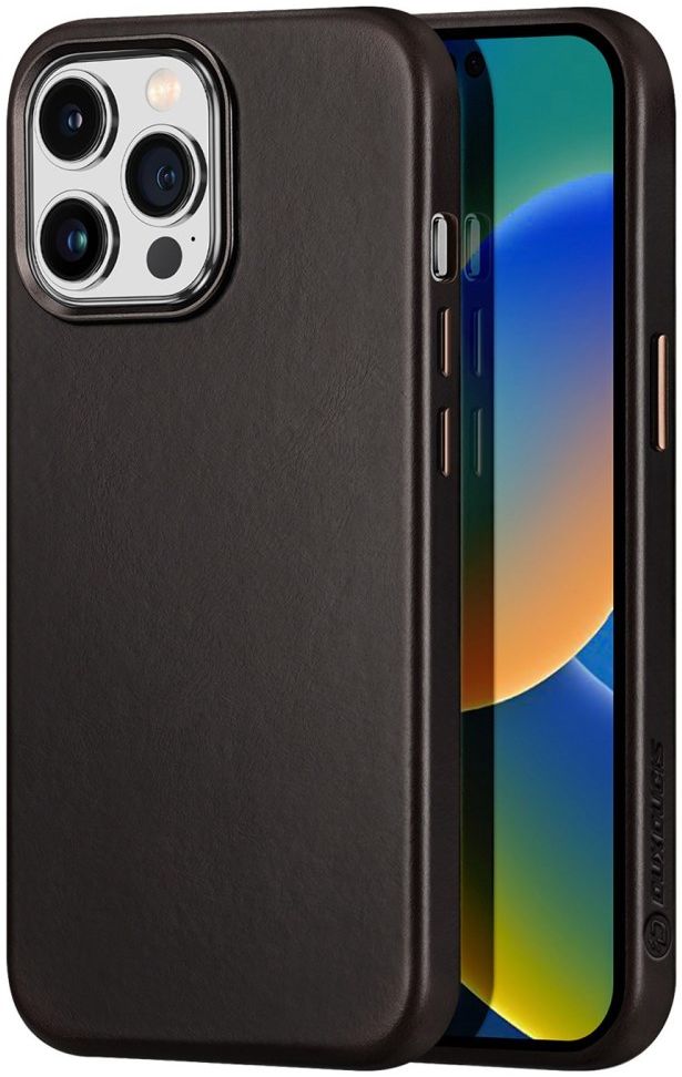 Dux Ducis Naples Apple iPhone 14 Pro Hoesje MagSafe Echt Leer Coffee afbeelding 1