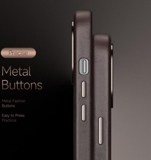 Dux Ducis Naples Apple iPhone 14 Pro Hoesje MagSafe Echt Leer Coffee afbeelding 7
