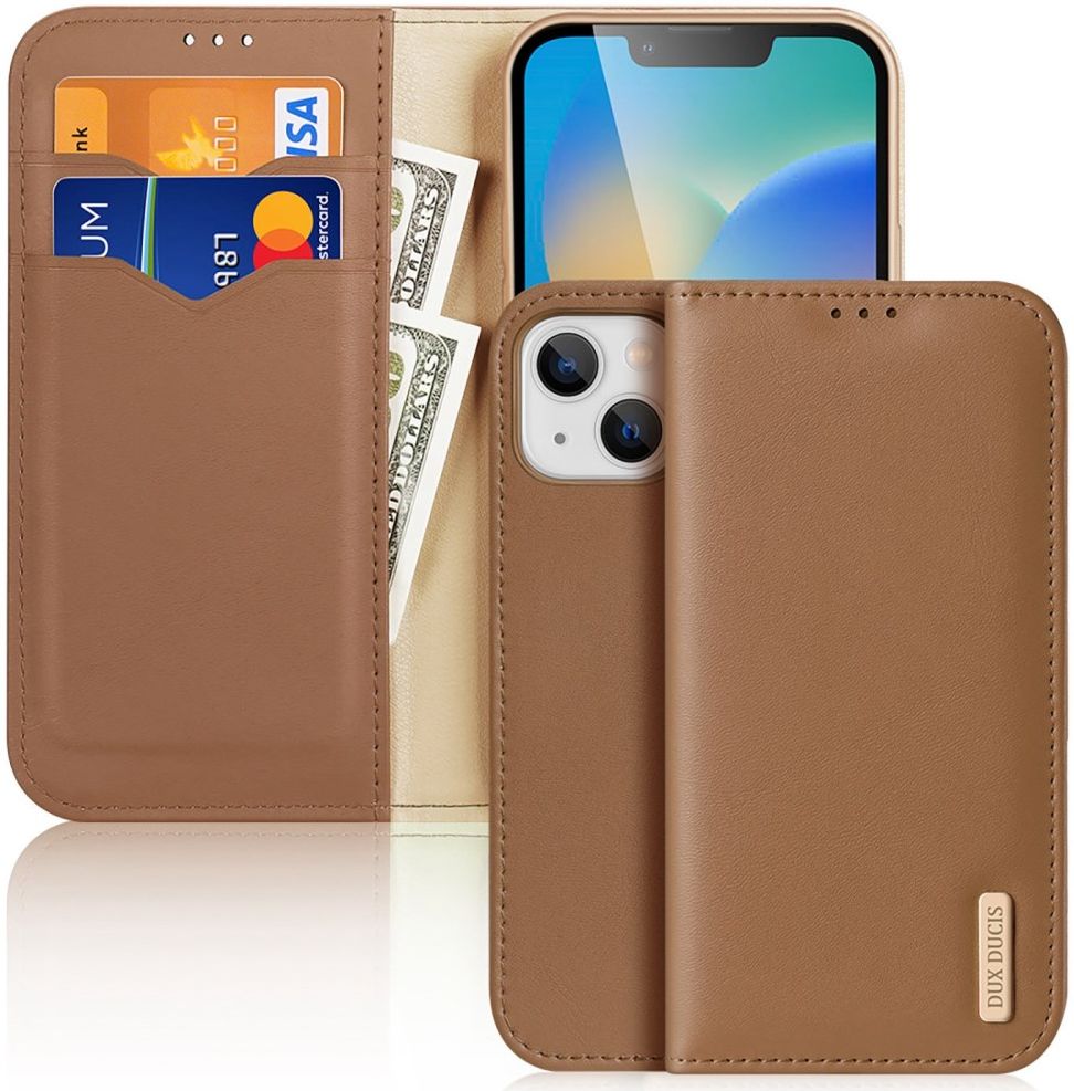 Dux Ducis Hivo Apple iPhone 14 Hoesje RFID Book Case Bruin afbeelding 1