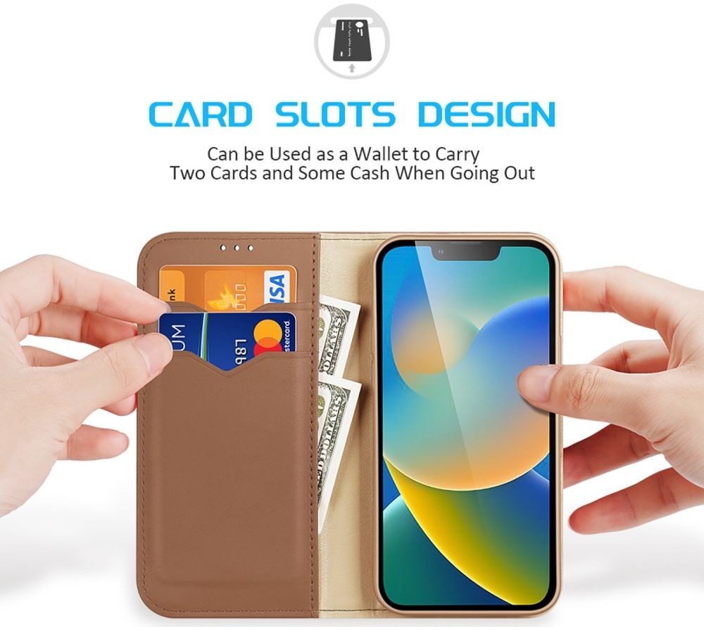 Dux Ducis Hivo Apple iPhone 14 Hoesje RFID Book Case Bruin afbeelding 2