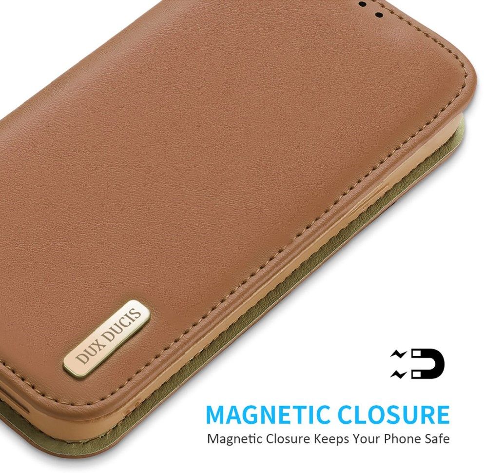 Dux Ducis Hivo Apple iPhone 14 Hoesje RFID Book Case Bruin afbeelding 6
