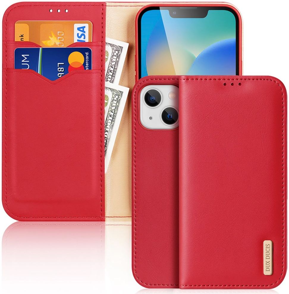 Dux Ducis Hivo Apple iPhone 14 Hoesje RFID Book Case Rood afbeelding 1