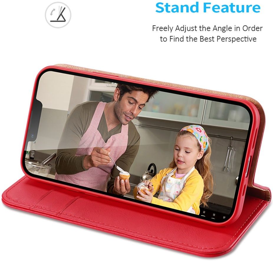 Dux Ducis Hivo Apple iPhone 14 Hoesje RFID Book Case Rood afbeelding 3