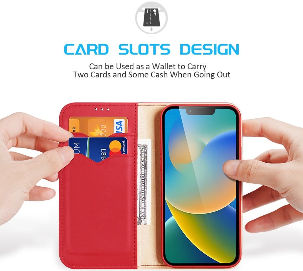 Dux Ducis Hivo Apple iPhone 14 Plus Hoesje RFID Book Case Rood afbeelding 2