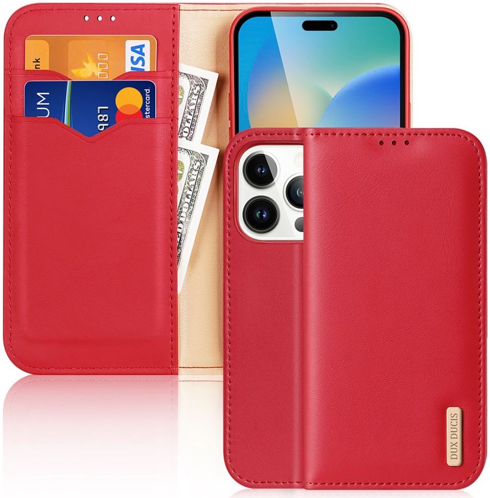 Dux Ducis Hivo Apple iPhone 14 Pro Max Hoesje RFID Book Case Rood afbeelding 1