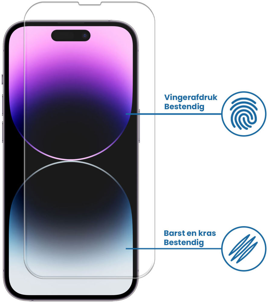 Apple iPhone 14 Pro Tempered Glass Case Friendly Screenprotector afbeelding 2