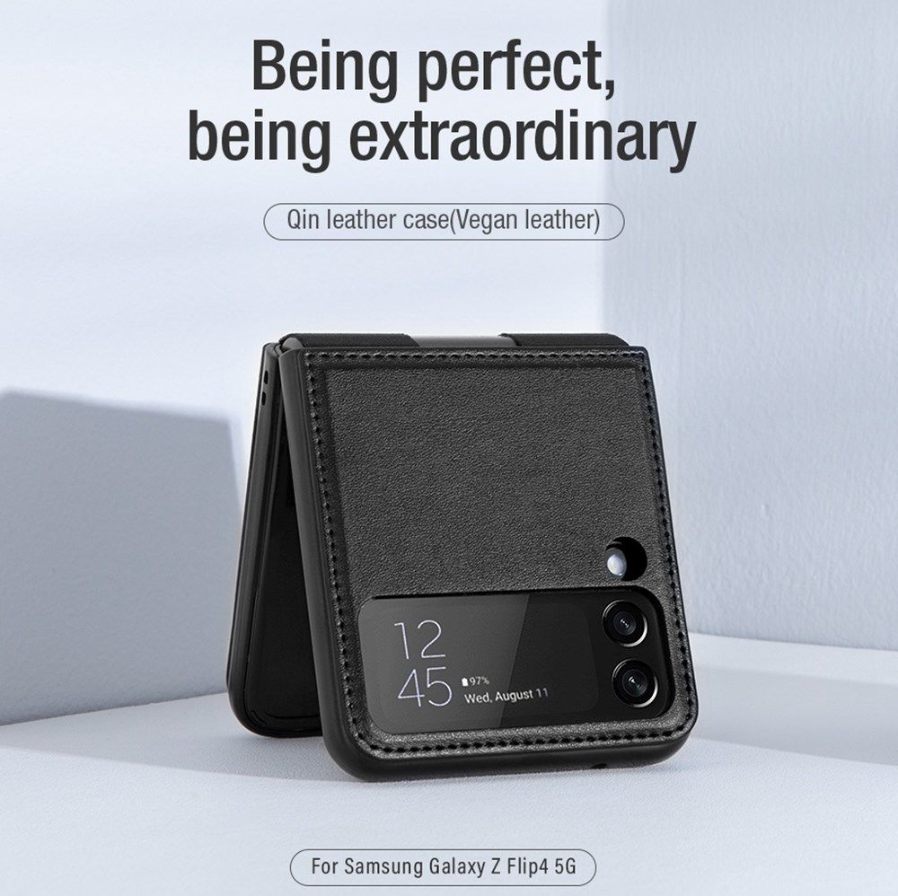 Nillkin Qin Samsung Galaxy Z Flip 4 Hoesje Book Case Zwart afbeelding 7