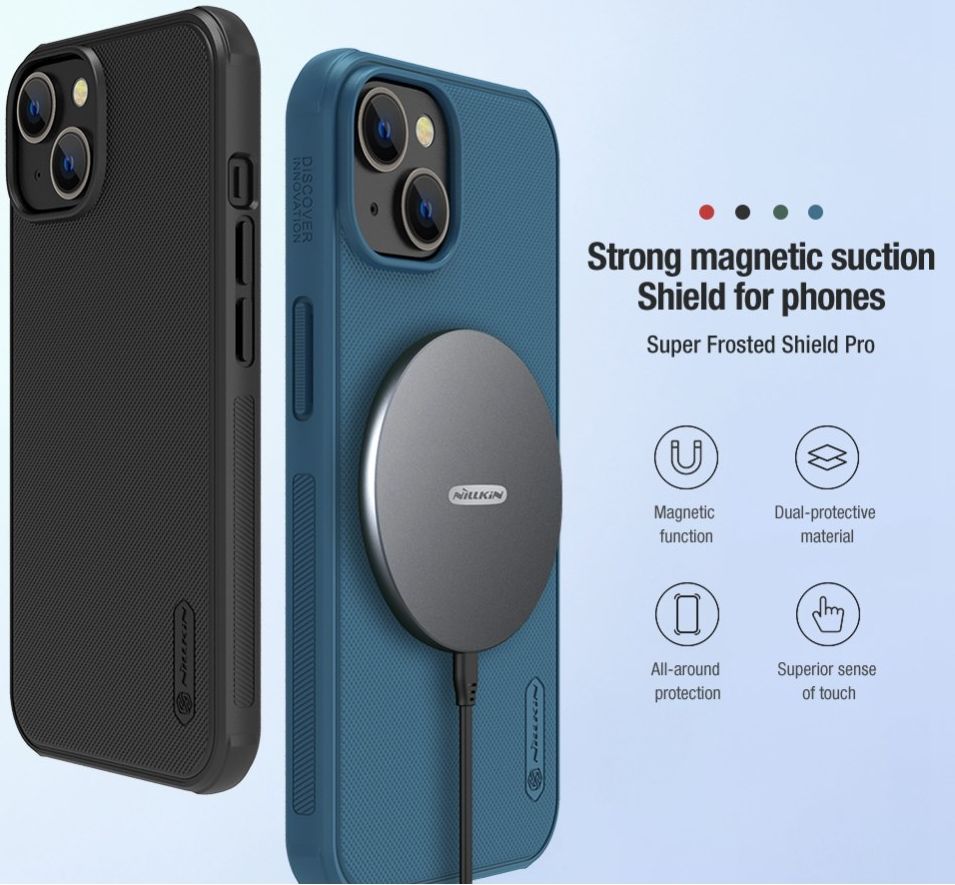 Nillkin Super Frosted Shield Apple iPhone 14 Plus Hoesje MagSafe Blauw afbeelding 6