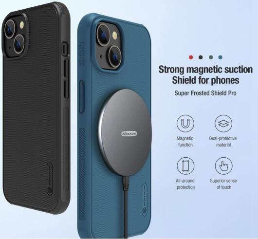Nillkin Super Frosted Shield Apple iPhone 14 Plus Hoesje MagSafe Blauw afbeelding 6