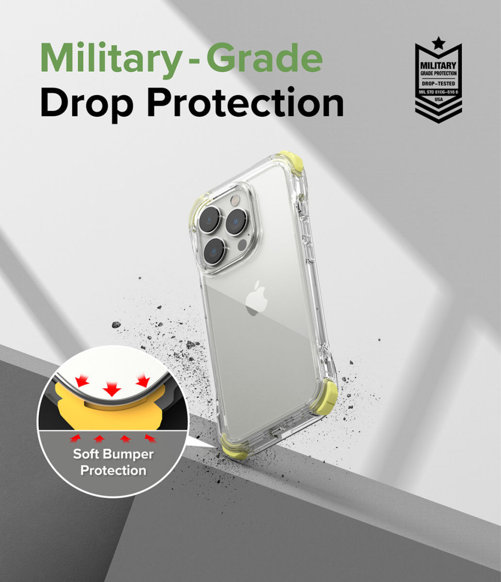 Ringke Fusion+ iPhone 14 Pro Max Hoesje Transparant + Bumper Lime afbeelding 4