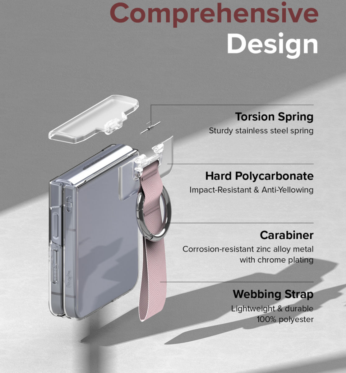 Ringke Samsung Galaxy Z Flip 5 / 4 / 3 Hinge Cover Transparant Roze afbeelding 5
